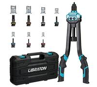 LIBRATON Remachadora de Tuercas, Remachadora de 16" Kit | Pistola Remachadora Profesional Manual con 7 Mandriles Intercambiables y 70 Tuercas, con Caja