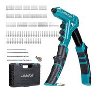 LIBRATON Remachadora Manual, Pistola Remachadora (2,4mm/3,2mm/4,0mm/4,8mm) | Remachadora Profesional con 200 Remaches y 4 Brocas HSS, para Metal, Madera y Plástico