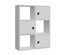 Librería, 100% Tablero de aglomerado rechapado en melamina, Color Blanco WELLHOME
