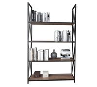 Librería, 100% Tablero de aglomerado rechapado en melamina, Color Nogal Negro WELLHOME