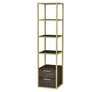 Librería, 100% Tablero de aglomerado rechapado en melamina, Color Oro Oscuro Gris WELLHOME