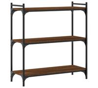 Librería 3 estantes roble marrón 80 x 30 x 86 cm madera multicapa | Patas ajustables, fijación a la pared incluida, marco de metal, estilo industrial, requiere montaje