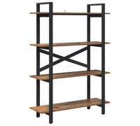 Librería 4 estantes 100 x 33,5 x 140 cm Madera Ingenierizada | Diseño industrial, estantes de madera de ingeniería, marco y patas de acero, niveladores ajustables, solo uso en interiores,