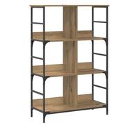 Librería 4 niveles 78,5 x 33 x 117,5 cm Metal Madera | Estantes de madera de ingeniería, estructura autónoma, pies de metal, uso en sala de estar estudio biblioteca