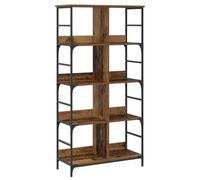 Librería 4 Niveles 78,5 x 33 x 153 cm Metal y Madera co | 4 estantes, estructura autónoma, pies de metal, madera de ingeniería, sala de estar, estudio, biblioteca