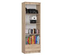 Librería akord r60 roble sonoma 60 cm 1 cajón frente en color roble sonoma 4 estantes 60x35x180 cm