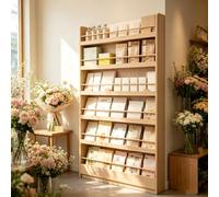 Librería Alta 6 Baldas de Madera, Estantería para Libros Infantiles | Estantería de pared de 6 baldas en madera maciza con fondo de 10cm, barandillas y rodapié.(67.72*19.69*3.94in)