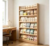 Librería Alta 6 Baldas de Madera, Estantería para Libros Infantiles | Estantería de pared de 6 baldas en madera maciza con fondo de 10cm, barandillas y rodapié.(67.72*19.69*3.94in)