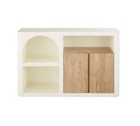 Librería baja color crema con 2 puertas y 1 hueco