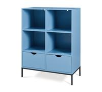 Librería colwyn 2 cajones y 4 compartimentos 105x80x40cm - azul [en.casa]