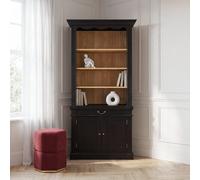 Librería con 1 cajón y 2 puertas de acacia negro