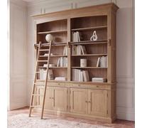 Librería con 2 cajones, 4 puertas y escalera de roble macizo