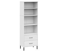 Librería Con 2 Cajones Oslo Madera Maciza Blanco 60x35x180 Cm Vidaxl
