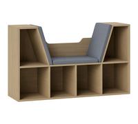 HOMCOM Librería con Asiento, Estantería de Libros con 6 Cubos, Estantería Almacenamiento con Banco con Cojín, Multiusos para Sala de Estar, Oficina, Dormitorio, 102x30x61cm, Blanco y Rosa