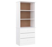 vidaXL Librería alta con cajones Madera de pino blanco 60x35x142 cm