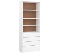 vidaXL Librería alta con cajones, madera de pino blanco, 77x35x186,5 cm