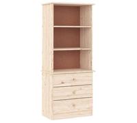 vidaXL Librería Alta con cajones madera maciza de pino 60x35x142 cm Natural/Blanco