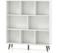 Librería con estanterías, 3 niveles, patas de madera, 100 cm