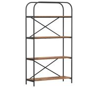 Librería de 4 niveles, 80 x 30 x 146 cm, de madera, ingeniería | Patas de acero negro, estructura de madera de ingeniería, montaje sencillo, uso en salón, dormitorio u oficina