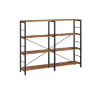 VASAGLE Librería de 4 Niveles, Estantería de Almacenamiento, Separador para Habitación, 30 x 120 x 109,4 cm, Estilo Industrial, Salón, Estudio, Balcón, Cocina, Marrón Rústico y Negro Tinta LLS131K01