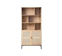 Librería de 6 compartimentos y 2 puertas en ratán natural h175cm - jaya