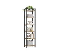 VASAGLE Librería de 6 Niveles, Biblioteca, Estantería para Oficina, Estudio, Sala de Estar, Dormitorio, 30 x 40 x 186 cm, Industrial, Marrón Trigo y Negro Tinta LLS101B48