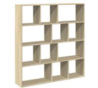 Librería de roble Sonoma 132 x 29 x 141,5 cm de aglomerado con 12 | 12 compartimentos abiertos, aglomerado resistente a la humedad, uso como separador de espacios, fijación de pared incluida