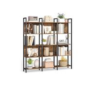 VASAGLE Librería, Estantería de 5 Niveles, Muble de Cocina, Organizador de Estilo Industrial, para Oficina, Salón, Dormitorio, 24 x 128 x 154,1 cm, Marrón Rústico y Negro Tinta LLS150K01