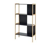 Librería dønna de 4 niveles mdf 120x63x28cm - negro/madera [en.casa]