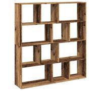 Librería en aspecto de madera vieja, 132 x 29 x 141,5 cm, material de | 12 compartimentos espaciosos, resistente a la humedad, se puede utilizar como separador de ambientes