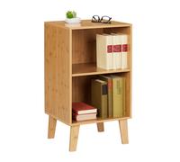 Libreria estantería de bambú mueble auxiliar 2 compartimentos 15 kg 2 cajones