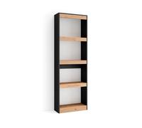 Librería estantería estanteria libros de pared 60x25x186cm salón comedor oficina con almacenaje estilo moderno roble y negro