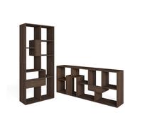 Librería estantería Skraut Home, Estanteria libros de pared, 67x31x162cm, Con Almacenaje, Estilo Moderno, Roble oscuro Dark oak