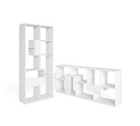 Librería estantería Skraut Home, Estanteria libros de pared, 67x31x162cm, Con Almacenaje, Estilo Moderno White