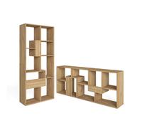 Librería estantería Skraut Home, Estanteria libros de pared, 67x31x162cm, Con Almacenaje, Estilo Moderno Oak
