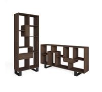 Librería estantería Skraut Home, Estanteria libros de pared, 67x31x174cm, Diseño industrial, Estilo Moderno, Roble oscuro Dark oak