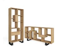 Librería estantería Skraut Home, Estanteria libros de pared, 67x31x174cm, Diseño industrial, Estilo Moderno, Roble Oak