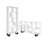 Librería estantería Skraut Home, Estanteria libros de pared, 67x31x174cm, Diseño industrial, Estilo Moderno, Blanco White