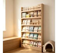 Librería Estrecha 6 Baldas de Madera, Estantería Pared Ahorro Espacio | Estantería de pared de 6 baldas en madera maciza con fondo de 10cm, barandillas y rodapié.(67.72*19.69*3.94in)