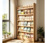 Librería Estrecha 6 Baldas de Madera, Estantería Pared Ahorro Espacio | Librería estrecha de 6 estantes ahorro de espacio con doble sistema de montaje en pared.(67.72*19.69*3.94in)