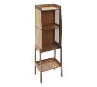 Librería estrecha de 4 niveles, 36,5 x 26,5 x 110 cm | Librería estrecha y alta, 50 kg, color nogal