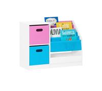 SoBuy KMB76-W Librería Infantil para niños de Altura de 5 Niveles Estantería Infantil Organizador de Juguetes Multifuncional con 2 Cestas y 1 Compartimiento 80 x 30 x 61 cm Blanco ES