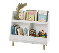 SoBuy Librería Infantil, Estantería Libros Infantil con 5 Compartimentos, Estantería Montessori para Libros y Juguetes, Organizador de Juguetes, Blanco 86x36x78 cm KMB19-W