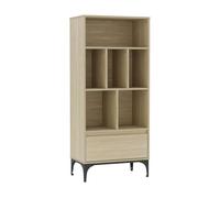 Librería kistiandi 6 compartimentos abiertos 137x60x35 cm - efecto roble claro [en.casa]