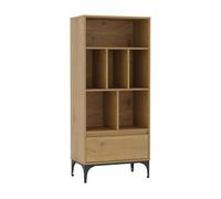 Librería kistiandi 6 compartimentos abiertos 137x60x35 cm - efecto roble oscuro [en.casa]