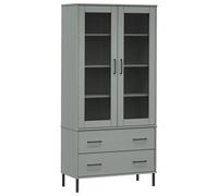 Librería patas de metal OSLO madera maciza gris 85x35x172,5cm