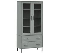 vidaXL Librería patas de metal OSLO madera maciza gris 85x35x172,5cm