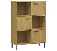Librería patas de metal OSLO madera maciza marrón 90x35x128,5cm