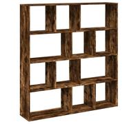 Librería roble ahumado 132 x 29 x 141,5 cm de aglomerado | 12 compartimentos abiertos, aglomerado liso, uso como separador de espacios, fijación de pared incluida, requiere montaje