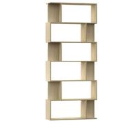 Librería Roble Sonoma de Madera de Ingeniería, 6 Compartimentos y 12 | Separador de habitación versátil, mamparo pasillo, almacenamiento revistas libros DVD, limpieza paño húmedo